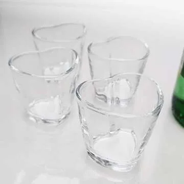 LENITH Heart-Shaped Shot Glasses Set for Soju and More