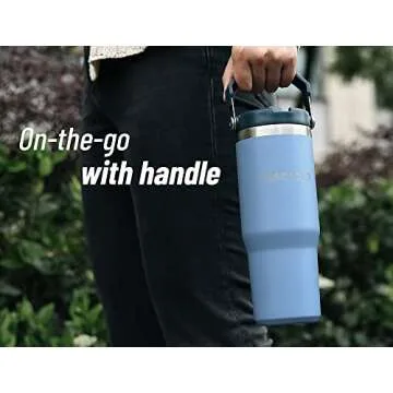 DLOCCOLD 30 oz Stainless Steel Tumbler with Straw & Handle