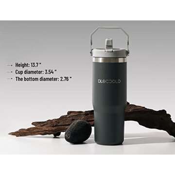 DLOCCOLD 30 oz Stainless Steel Tumbler with Straw & Handle