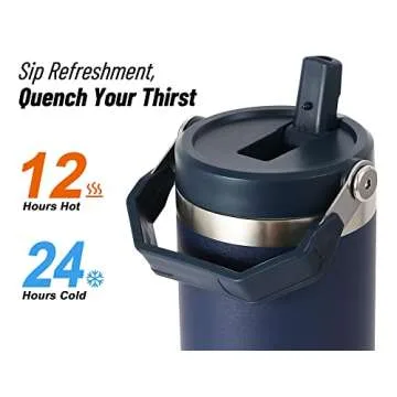 DLOCCOLD 30 oz Stainless Steel Tumbler with Straw & Handle