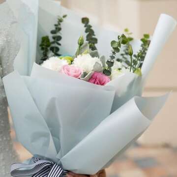 Stylish BBJ WRAPS Flower Wrapping Paper in D Blue