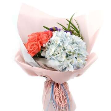 Stylish BBJ WRAPS Flower Wrapping Paper in D Blue