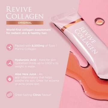 Revive Collagen Premium 8,500mg Hydrolyzed Marine Collagen Supplements Drink with Added Hyaluronic A...
