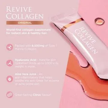 Revive Collagen Premium 8,500mg Hydrolyzed Marine Collagen Supplements Drink with Added Hyaluronic A...