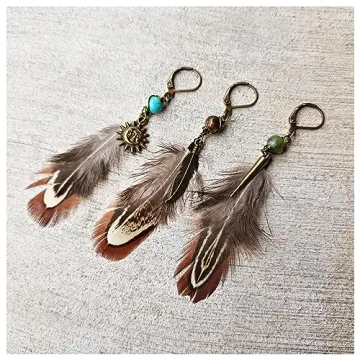 Handcrafted Native American Feather Earring for Men