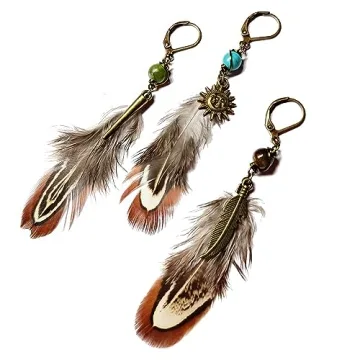 Handcrafted Native American Feather Earring for Men