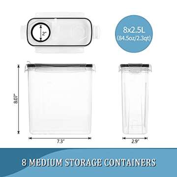 Cereal Containers Storage, Skroam Airtight Food Storage with Lid for Kitchen & Pantry Organization, ...
