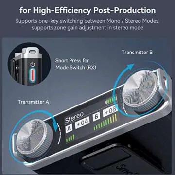 SMALLRIG SmalRig W60 Wireless Microphone for iPhone, Cameras, Wireless Lavalier Mic with Dual Channel Noise Reduction Gain Control for Vlogging & Live Streaming, 8H-Battery Life, 328ft - 3487