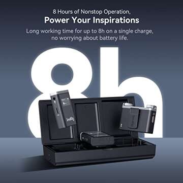 SMALLRIG SmalRig W60 Wireless Microphone for iPhone, Cameras, Wireless Lavalier Mic with Dual Channel Noise Reduction Gain Control for Vlogging & Live Streaming, 8H-Battery Life, 328ft - 3487