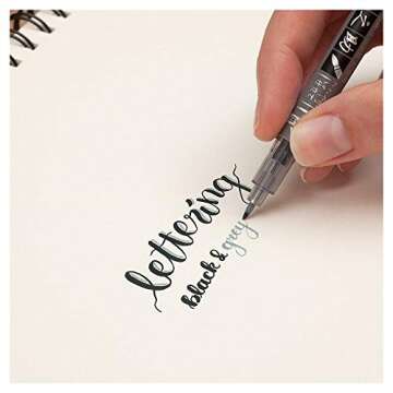 Tombow 82040 Fudenosuke Brush Pen, Twin Tip, Black/Gray Fudenosuke Brush Pen for Calligraphy and Art Drawings