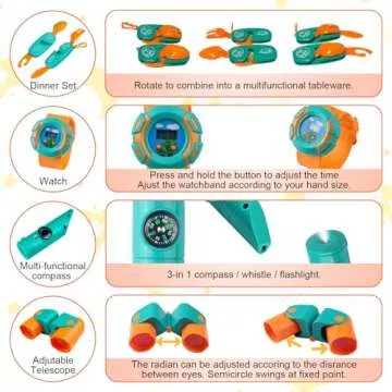 Qtioucp Kids Camping Set 50pcs with Tent & Space Projector Flashlight- Outdoor Campfire Toy Set for Toddlers Kids - Pretend Play Camp Gear Tools for Birthday Christmas