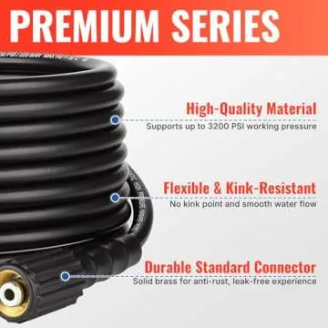 YAMATIC Pressure Washer Hose 50FT Kink Resistant 3200 PSI