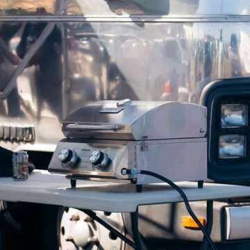 Monument Grills Tabletop Propane Gas Grill for Outdoor Portable Camping Cooking with Travel Locks, S...