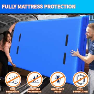 King Mattress Bag for Moving and Storage, Reusable Heavy Duty Tarp Waterproof King Size Bed Mattress...