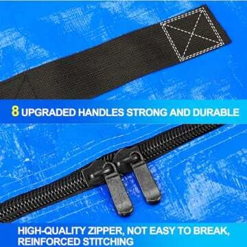 King Mattress Bag for Moving and Storage, Reusable Heavy Duty Tarp Waterproof King Size Bed Mattress Cover, Zippered Mattress Protector with 8 Strong Carrying Handles, 82’’ L x 79’’ W x 15’’ D