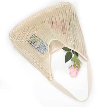 UYLIA Mesh Beach Bag, Summer Beach Tote Bags for Women, Soft Casual Crochet Bags for Vacation Shopping Swimming Pools Travel