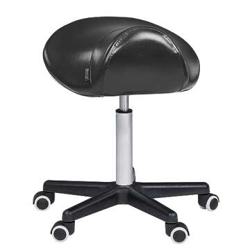 Master Massage Ergonomic Saddle Chair-Saddle Stool- Hydraulic Swivel Rolling Chair-Salon Clinical Tattoo Dentist Clinic Stool-Black