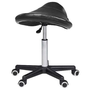 Master Massage Ergonomic Saddle Chair-Saddle Stool- Hydraulic Swivel Rolling Chair-Salon Clinical Tattoo Dentist Clinic Stool-Black