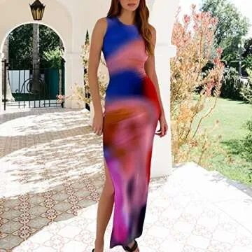 Stylish Women's Tie-Dye Maxi Dress for Summer Fun