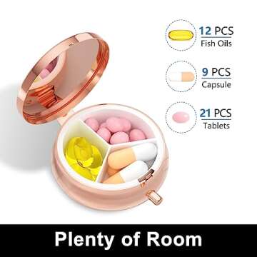 Rouidr Pill Box - Compact 3 Compartment Organizer for Travel