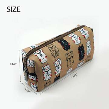 LParkin Lucky Japanese Cat Pencil Case Cute Maneki Neko Cat Pencil Bag Pouch Case Makeup Cosmetic Ba...