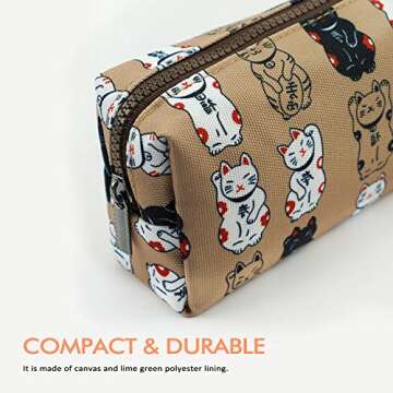LParkin Lucky Japanese Cat Pencil Case Cute Maneki Neko Cat Pencil Bag Pouch Case Makeup Cosmetic Bag Kawaii Gadget Box Stationary