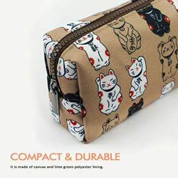 LParkin Lucky Japanese Cat Pencil Case Cute Maneki Neko Cat Pencil Bag Pouch Case Makeup Cosmetic Bag Kawaii Gadget Box Stationary