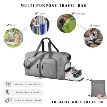 Dimayar Foldable 65L Duffle Bag with Shoe Compartment