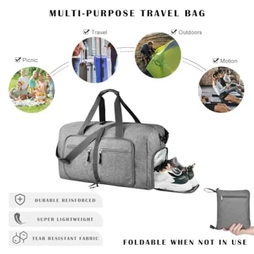 Dimayar Foldable 65L Duffle Bag with Shoe Compartment