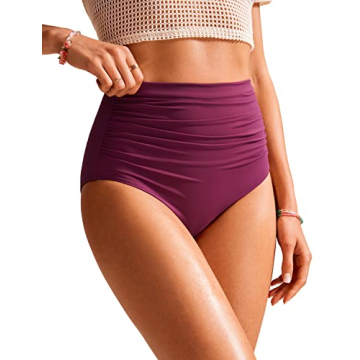 Flattering CRZ YOGA High Waisted Ruched Bikini Bottoms
