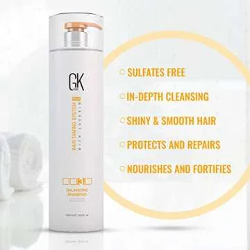 GK HAIR Balancing Shampoo Repairs Dry Damage For Oily Flaky Itchy Scalp Thinning Removes Impurities Deep Cleansing Natural Moisture Keratin Treatment Sulfate Parabem Free All Hair Types - 33.8 Ounce