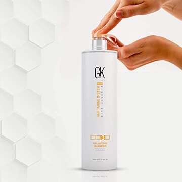 GK HAIR Balancing Shampoo Repairs Dry Damage For Oily Flaky Itchy Scalp Thinning Removes Impurities Deep Cleansing Natural Moisture Keratin Treatment Sulfate Parabem Free All Hair Types - 33.8 Ounce