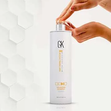 GK HAIR Balancing Shampoo Repairs Dry Damage For Oily Flaky Itchy Scalp Thinning Removes Impurities Deep Cleansing Natural Moisture Keratin Treatment Sulfate Parabem Free All Hair Types - 33.8 Ounce