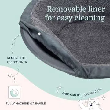 Hepper Cat Nest - Washable Cat Bed with Removable Fluffy Fleece Liner - Cozy Comfy Calming Bed Round Shape - Cat Warming Bed - Donut Bed Desk Ready - Small Bed for Indoor Cats (Grey/Grey)