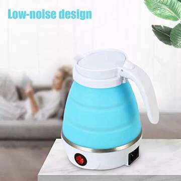 UpdateClassic Travel Portable Foldable Electric Kettle, 0.6L Small Collapsible Hot Water Boiler For ...