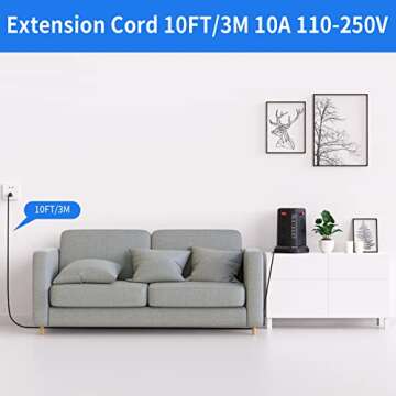 Surge Protector Power Strip Tower with 5 USB Ports and Night Light,10FT Extension Cord with 12 AC Multiple Outlets, PASSUS Power Tower Overload Protection for Home Office Dorm Room Essentials(Black)