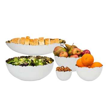 Godinger Round Fruit Serving Bowl Platter White and Gold by Godinger - 6.5 Inches