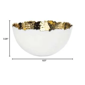 Godinger Round Fruit Serving Bowl Platter White and Gold by Godinger - 6.5 Inches