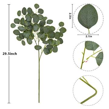 SHUOTAO 12Pcs Artificial Plants Silk Eucalyptus Leaves Greenery Stems Tall 29.5" Eucalyptus Stems Br...