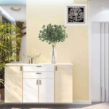 SHUOTAO 12Pcs Artificial Plants Silk Eucalyptus Leaves Greenery Stems Tall 29.5" Eucalyptus Stems Branches Floral Arrangement Decoration, Indoor Home Wedding Decor