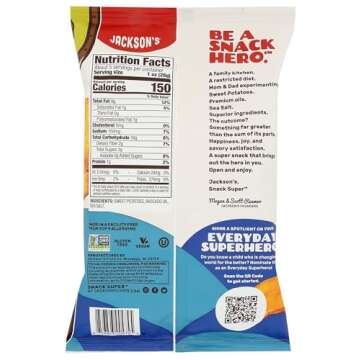 Jackson's Avocado Oil Kettle Cooked Sweet Potato Chips - Healthy Snack Option 5 oz