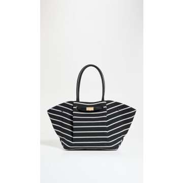 DeMellier Women's New York Tote, Black Breton Stripe Canvas, One Size