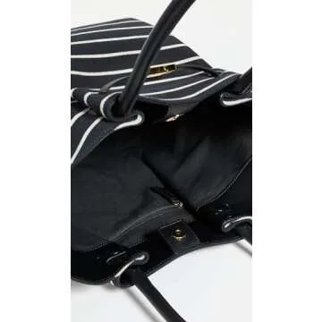 DeMellier Women's New York Tote, Black Breton Stripe Canvas, One Size