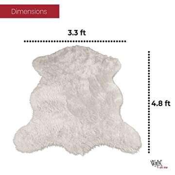 Silky Soft Faux Fur Rug, 3 ft. x 5 ft. White Fluffy Rug, Made in France, Sheepskin Area Rug, Shaggy Rug for Living Room, Bedroom, Kid's Room, or Nursery, Home Décor Accent with Non-Slip Backing