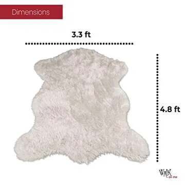 Silky Soft Faux Fur Rug, 3 ft. x 5 ft. White Fluffy Rug, Made in France, Sheepskin Area Rug, Shaggy Rug for Living Room, Bedroom, Kid's Room, or Nursery, Home Décor Accent with Non-Slip Backing