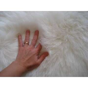 Silky Soft Faux Fur Rug, 3 ft. x 5 ft. White Fluffy Rug, Made in France, Sheepskin Area Rug, Shaggy Rug for Living Room, Bedroom, Kid's Room, or Nursery, Home Décor Accent with Non-Slip Backing
