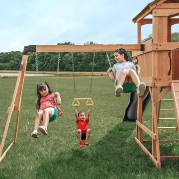 Sterling Point Wooden Swing Set for Outdoor Fun 3-12