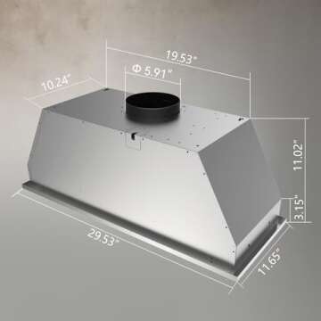 Hermitlux 30" Range Hood Insert - 600 CFM Power
