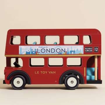 Le Toy Van - Cars & Construction - London Double Decker Bus - Wooden Bus - Role Play Toy - Suitable ...