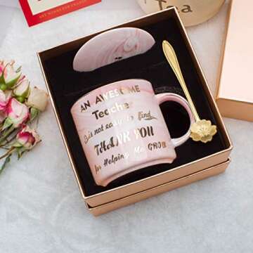 Duneach Luspan Teacher Gift - Elegant Pink Marble Mug Set